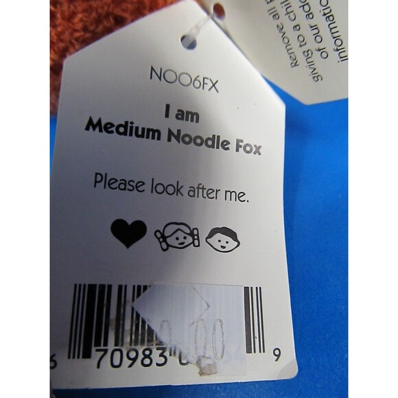 Jellycat London Medium Noodle Fox Plush 12" Orange Stuffed Animal w/Tag - Picture 4 of 8